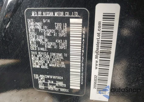 2015 Infiniti Qx80 from USA, damaged, VIN JN8AZ2NF5F9570524